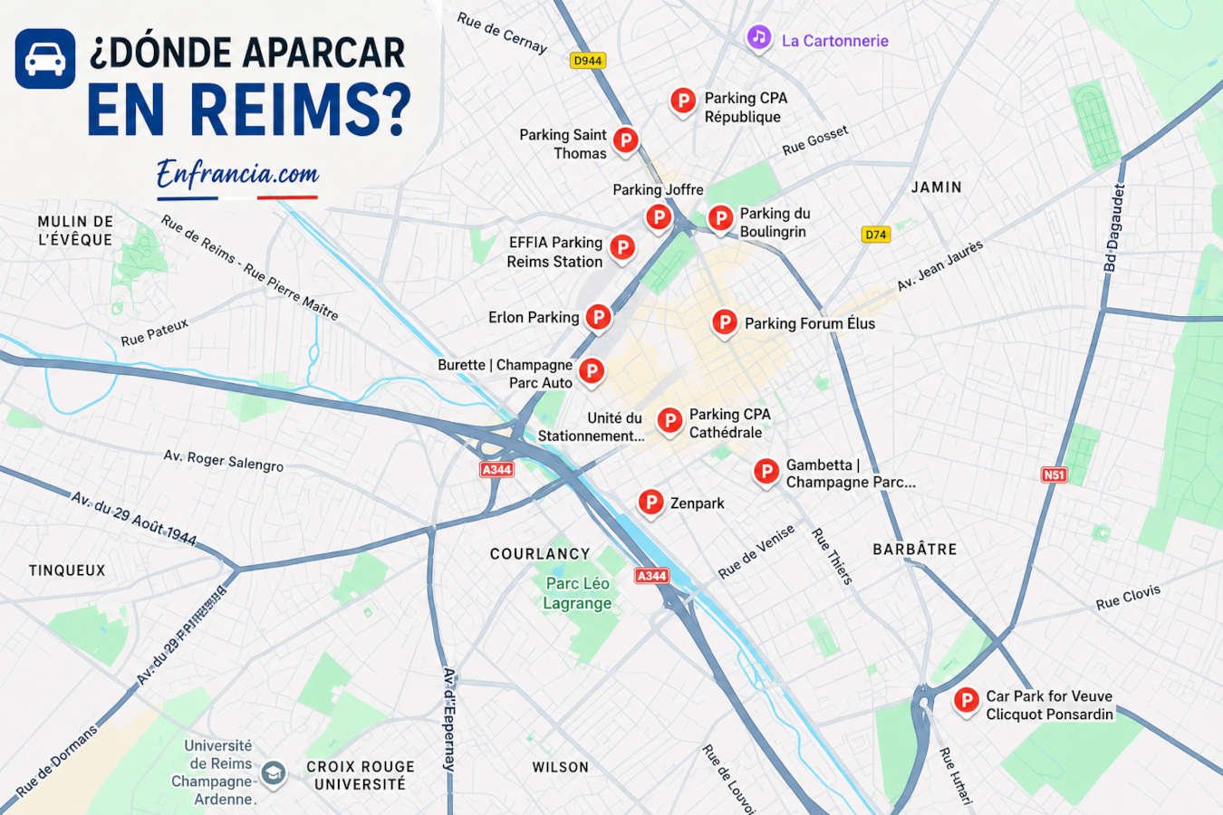 Dónde aparcar en Reims: gratis, de pago, parkings relais y consejos