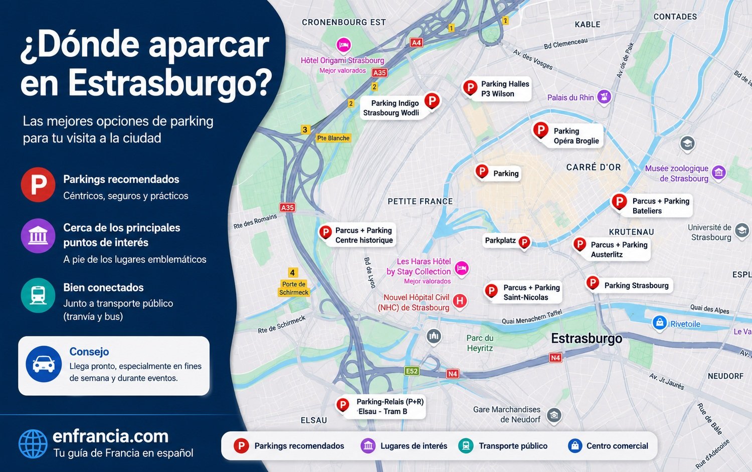 Dónde aparcar en Estrasburgo: gratis, de pago, P+R y consejos útiles