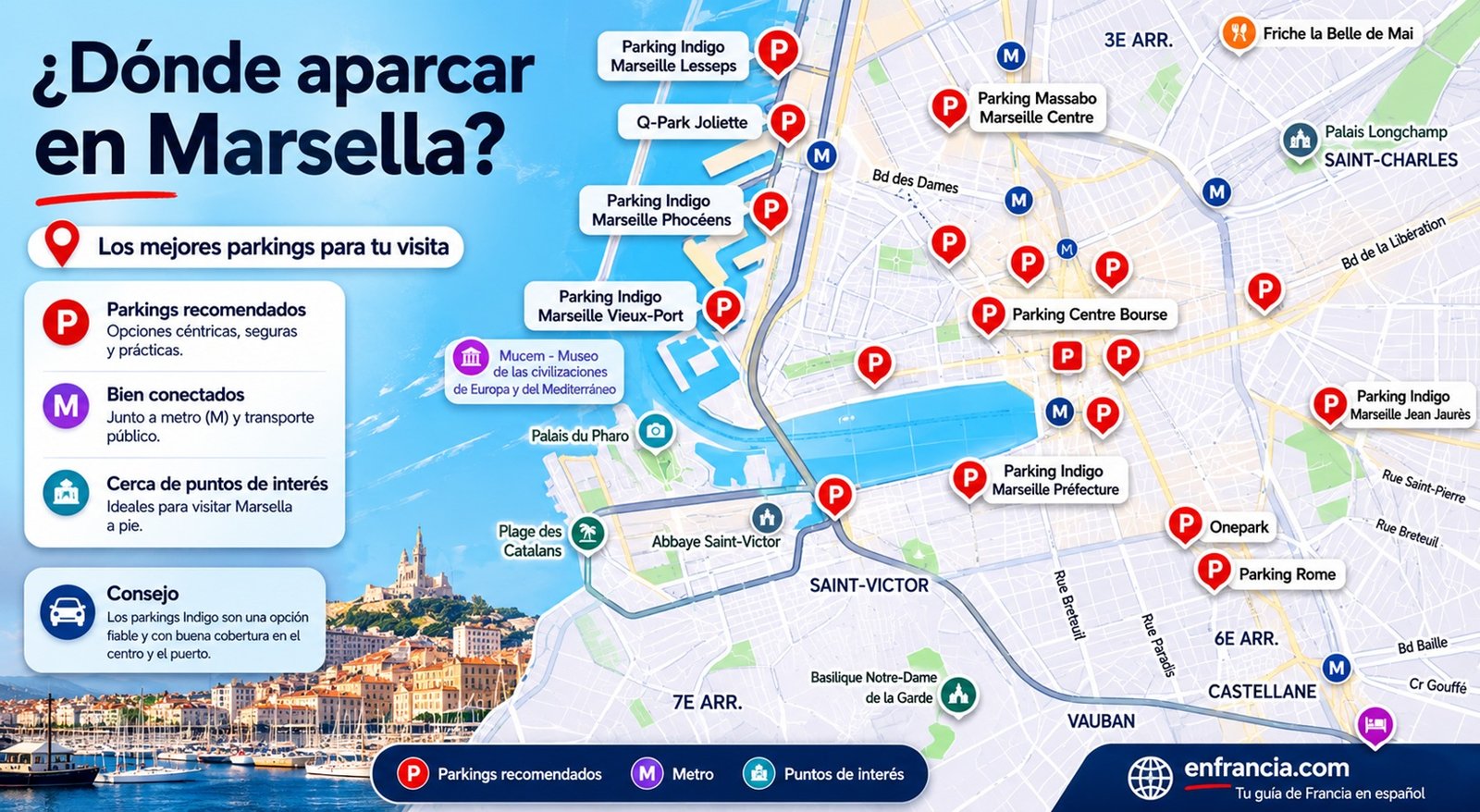 Dónde aparcar en Marsella: gratis, de pago, parkings relais y consejos